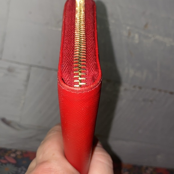 Prada red saffiano leather zip around wallet - Picture 12 of 13